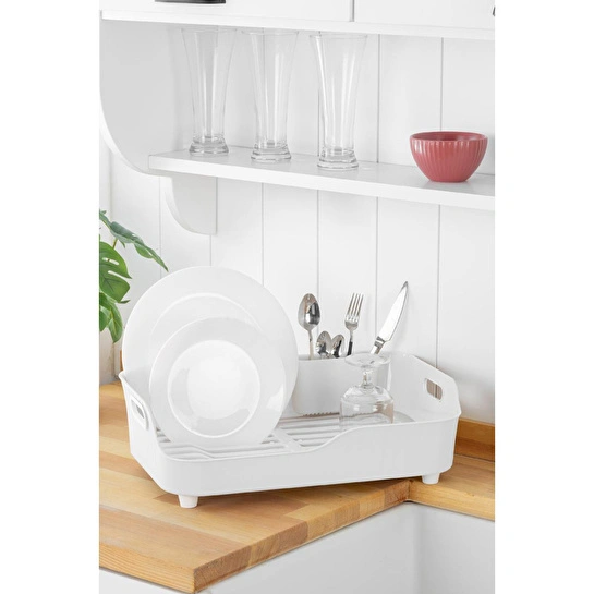 Vienev Lavabo Kenarı Tezgah Üstü Süzgeçli Bulaşıklık Beyaz