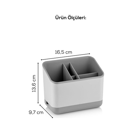 Vienev 2 Adet Tezgah Üstü Kaşık Düzenleyici 5 Bölmeli Organizer Kaşıklık Gri