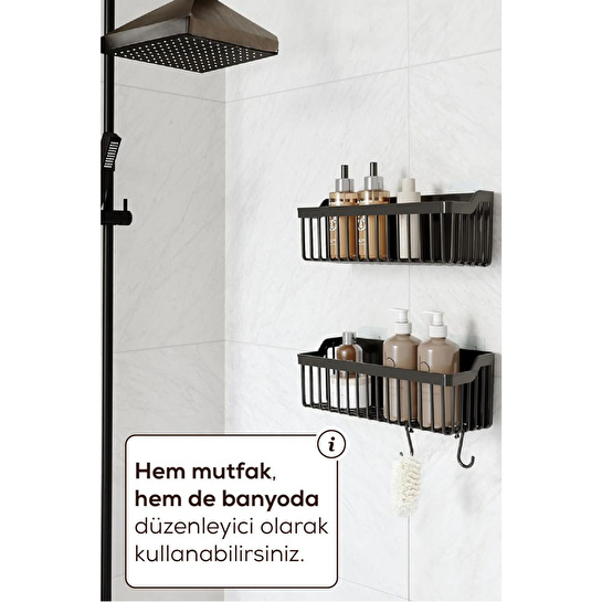 Vienev 2'li Yapışkanlı Banyo-mutfak Organizer Raf