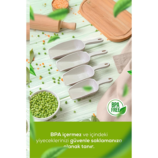 Vienev 8'li Set Plastik Erzak Kürek Seti Bej
