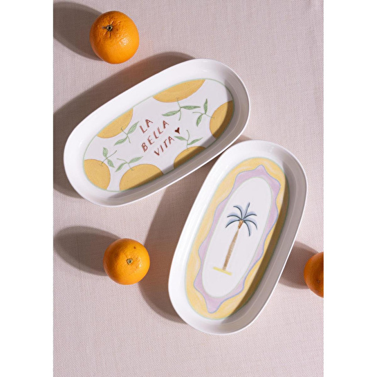 The Mia Italian Summer Oval Servis Tabağı 2li 23 Cm