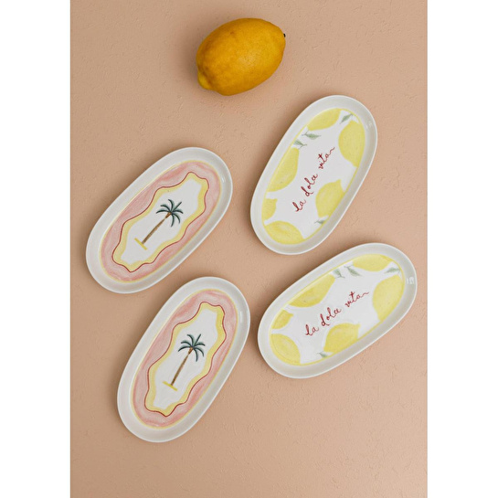 The Mia Italian Summer Oval Servis Tabağı 4lü 17 Cm