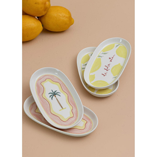 The Mia Italian Summer Oval Servis Tabağı 4lü 17 Cm
