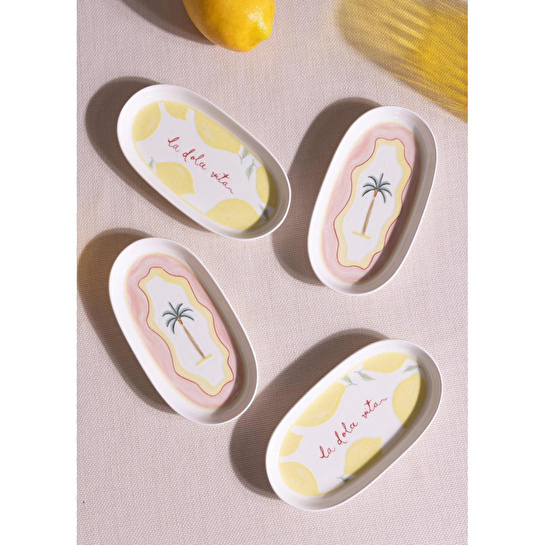 The Mia Italian Summer Oval Servis Tabağı 4lü 17 Cm