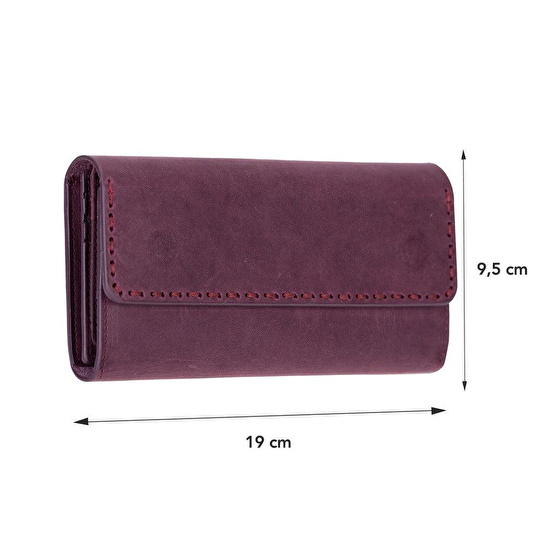 Bloominbag Aura Mulberry Wine Hakiki Deri Telefon Bölmeli Kadın Cüzdanı