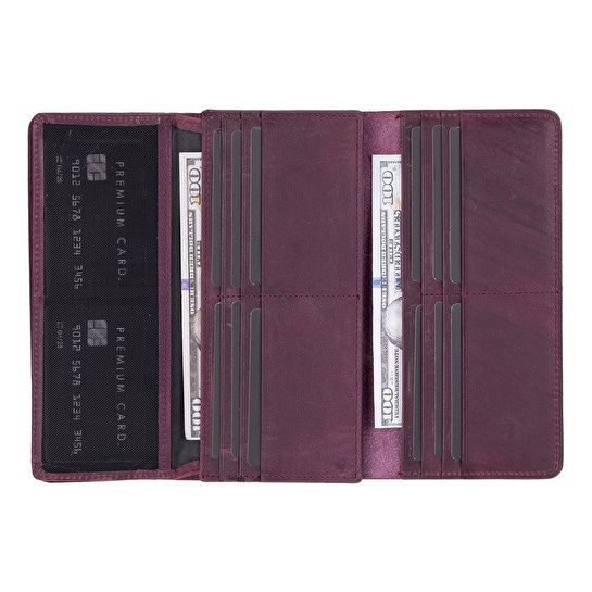 Bloominbag Aura Mulberry Wine Hakiki Deri Telefon Bölmeli Kadın Cüzdanı