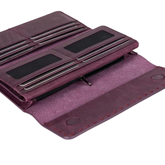 Bloominbag Aura Mulberry Wine Hakiki Deri Telefon Bölmeli Kadın Cüzdanı
