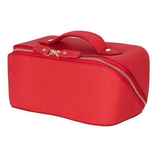Bloominbag Ella Terra Flame Scarlet Deri Seyahat Ve Makyaj Çantası