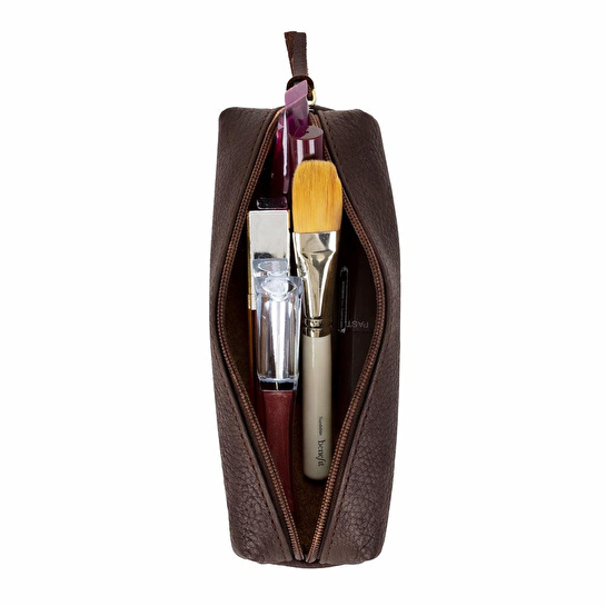 Bloominbag Bloombox Espresso Brown Hakiki Deri Kalem & Makyaj Çantası