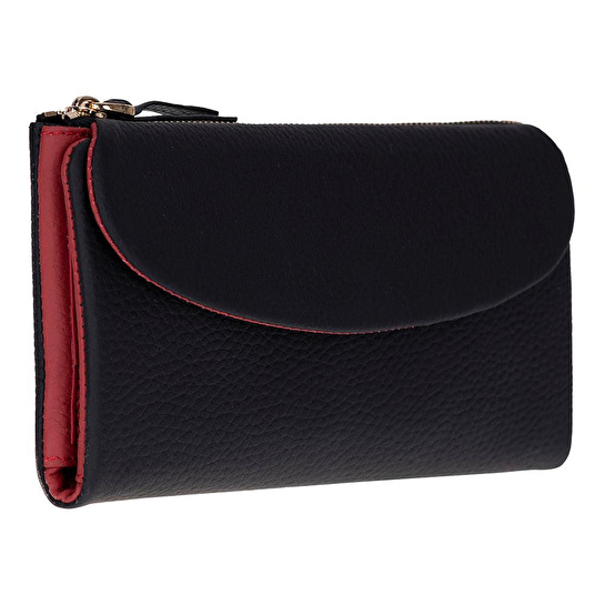 Bloominbag Élia Double Band Noir Black-red Large Deri Kadın Cüzdan & Clutch