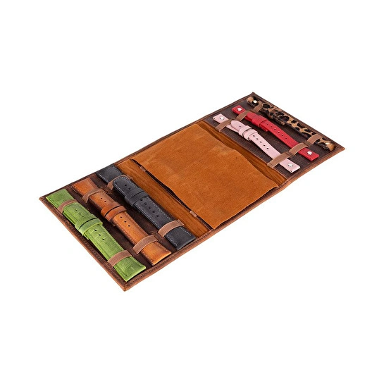 Bloominbag Bloomband Saddle Heritage Akıllı Saat Çantası - Triple Deri Saat Kordonu Organizer