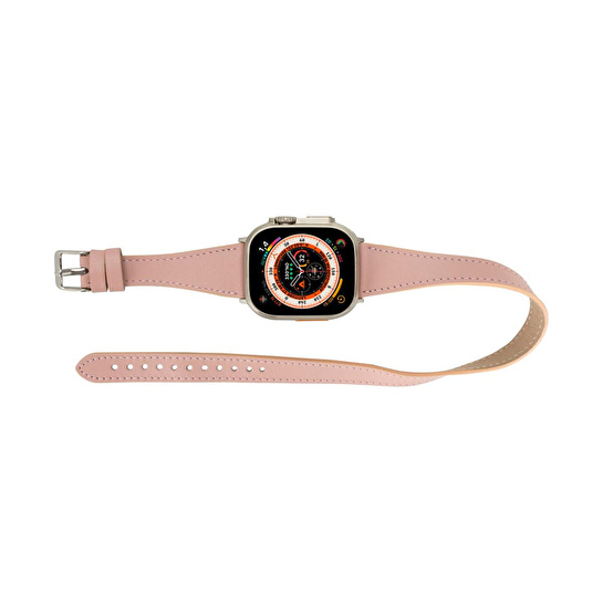 Bloominbag Alpine Slim Double Tour Blush Pink Hakiki Deri Apple Watch Kordonu - 44/45/46/49mm