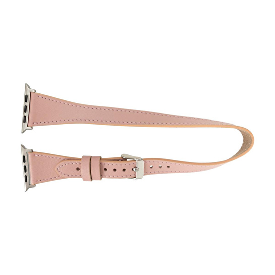 Bloominbag Alpine Slim Double Tour Blush Pink Hakiki Deri Apple Watch Kordonu - 44/45/46/49mm
