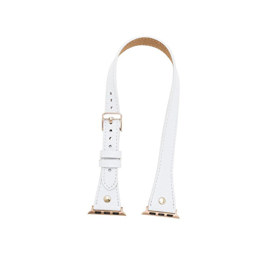 Bloominbag Alpine Double Tour Ivory White Hakiki Deri Apple Watch Kordonu - 44/45/46/49mm
