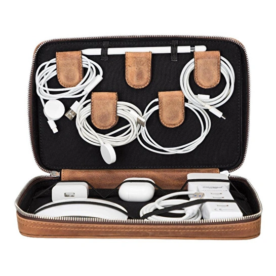 Bloominbag Arcadia Saddle Heritage Premium Deri Teknoloji Kablo & Aksesuar Düzenleyici