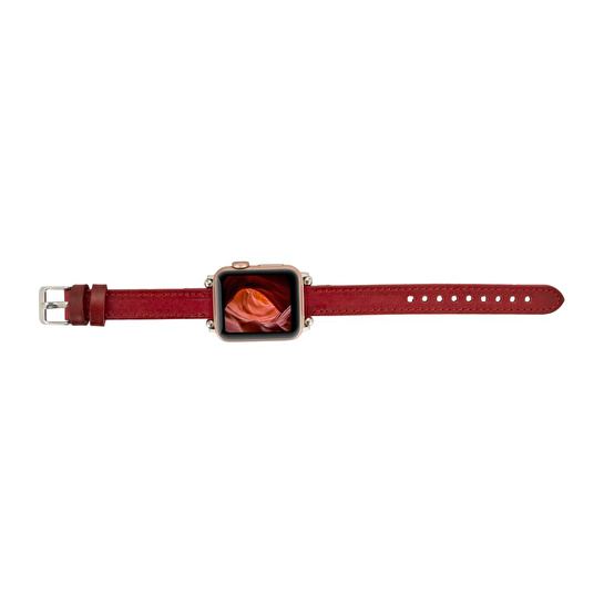 Bloominbag Bloomband Signature Crimson Red Leather Apple Watch Band - 44/45/46/49mm