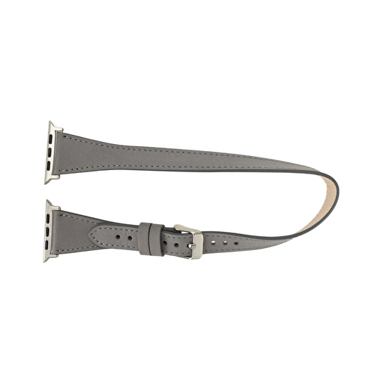 Bloominbag Alpine Slim Double Tour Stone Gray Hakiki Deri Apple Watch Kordonu - 44/45/46/49mm