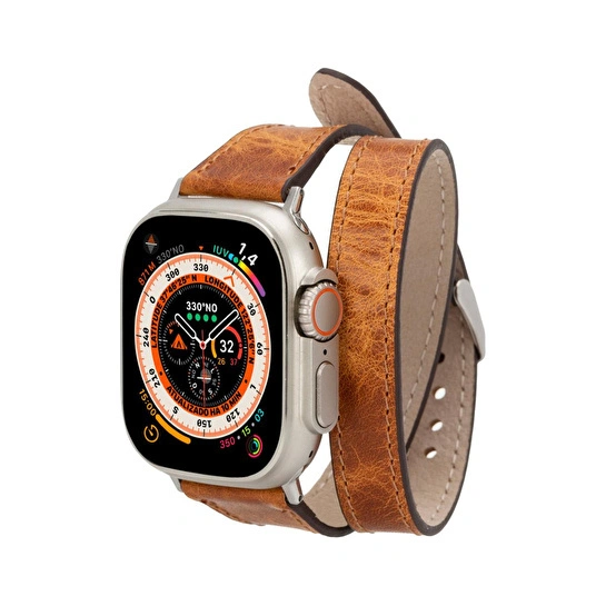 Bloominbag Alpine Slim Double Tour Mocca Brown Hakiki Deri Apple Watch Kordonu - 44/45/46/49mm