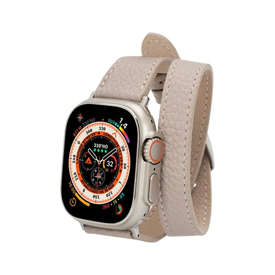 Bloominbag Alpine Slim Double Tour Dune Brown Hakiki Deri Apple Watch Kordonu - 44/45/46/49mm