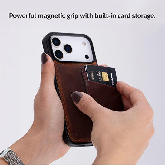 Bloominbag Linea Fit Cc Deep Espresso Leather Magsafe Card Holder