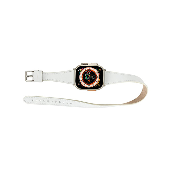 Bloominbag Alpine Slim Double Tour Ivory White Hakiki Deri Apple Watch Kordonu - 44/45/46/49mm