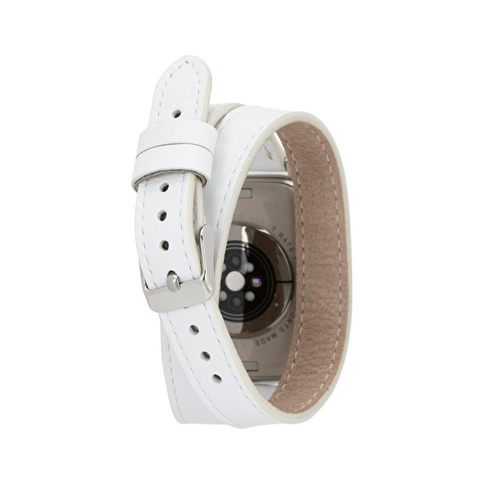 Bloominbag Alpine Slim Double Tour Ivory White Hakiki Deri Apple Watch Kordonu - 44/45/46/49mm