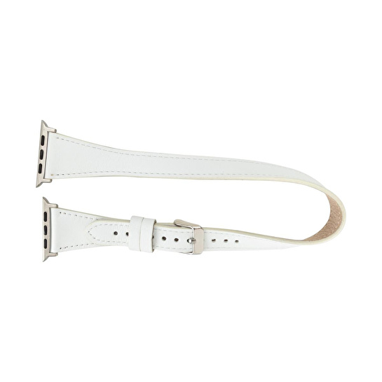 Bloominbag Alpine Slim Double Tour Ivory White Hakiki Deri Apple Watch Kordonu - 44/45/46/49mm