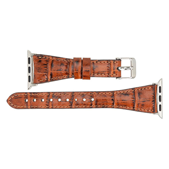 Bloominbag Bloomband Signature Croc Brown Leather Apple Watch Band - 44/45/46/49mm