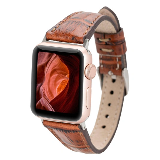 Bloominbag Bloomband Signature Croc Brown Leather Apple Watch Band - 44/45/46/49mm