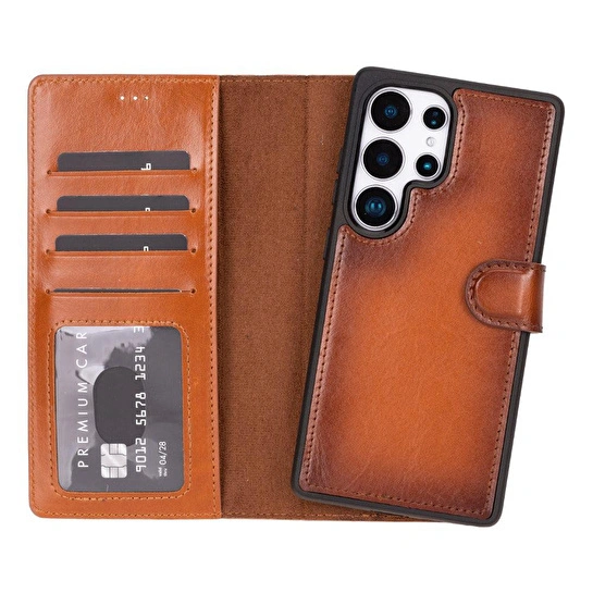 Bloominbag Valeno Warm Tan Deri Samsung Galaxy S25 Ultra(6.9”) Manyetik Ayrılabilir Cüzdanlı Telefon Kılıfı
