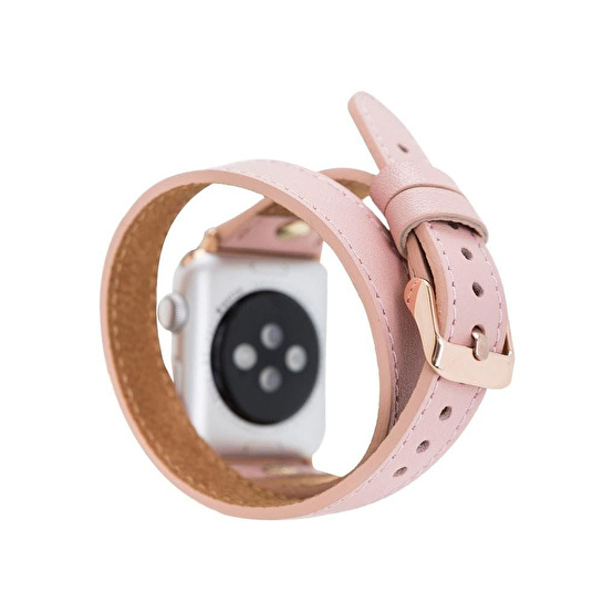 Bloominbag Alpine Double Tour Blush Pink Hakiki Deri Apple Watch Kordonu - 44/45/46/49mm