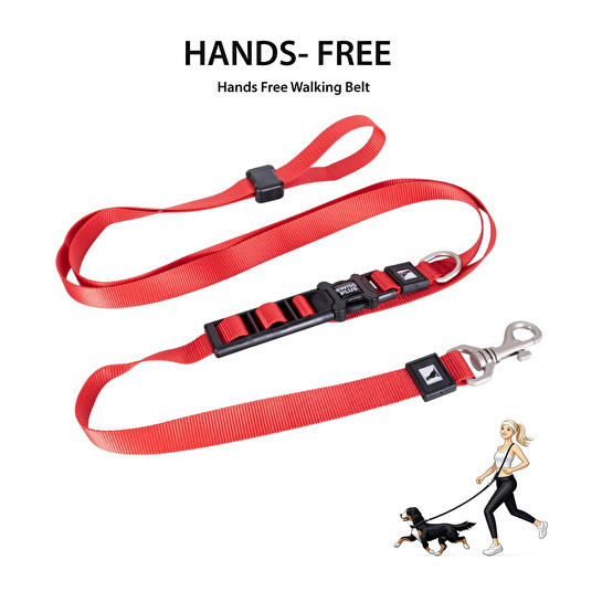 Bloominbag Swissplus Urban Paws Crimson Red Hands-free Ayarlanabilir Köpek Kordonu – 25mm