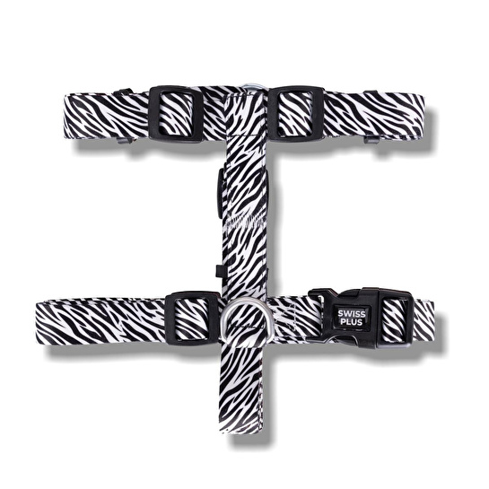 Bloominbag Swissplus Urban Paws Zebra Black Geri Dönüştürülmüş H-tipi Köpek Göğüs Tasması-m