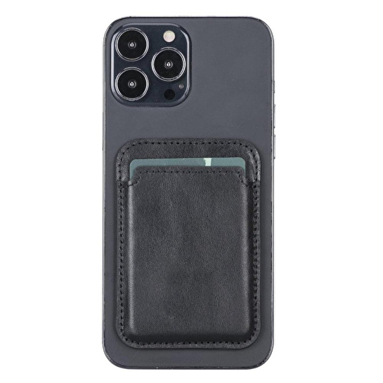 Bloominbag Snapé Noir Black Mıknatıslı Deri Telefon Kartlık
