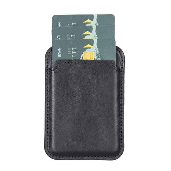 Bloominbag Snapé Noir Black Mıknatıslı Deri Telefon Kartlık