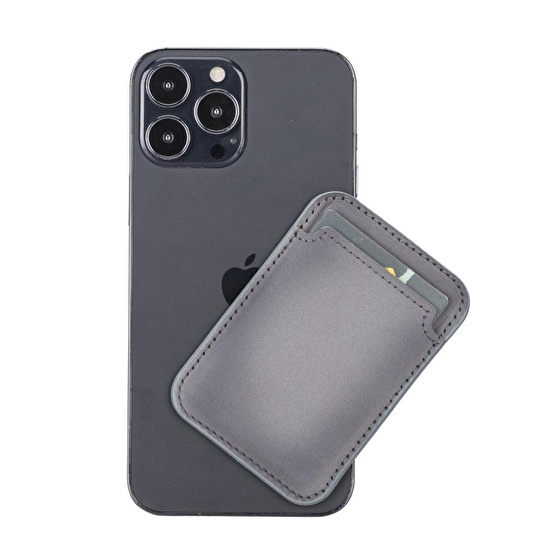 Bloominbag Snapé Stone Gray Mıknatıslı Deri Telefon Kartlık