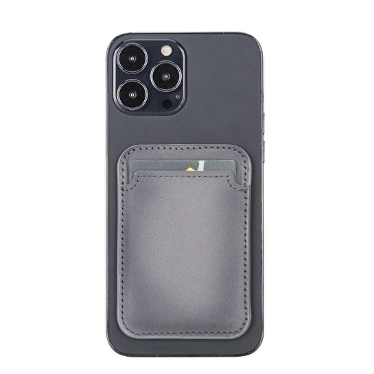 Bloominbag Snapé Stone Gray Mıknatıslı Deri Telefon Kartlık