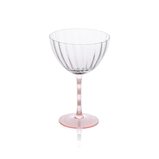 The Mia Ayaklı Cam Dondurma Kasesi Pembe Beyaz 280 Ml