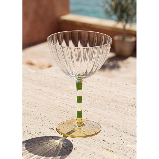 The Mia Ayaklı Cam Dondurma Kasesi Yeşil Sarı 280 Ml