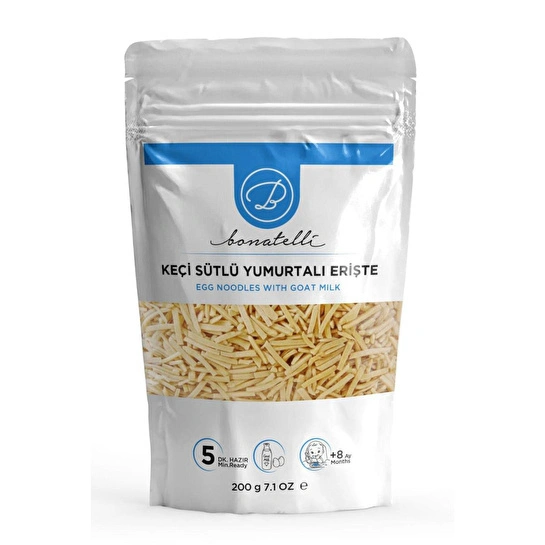 Bonatelli Keçi Sütlü Yumurtalı Erişte 200 G | Bebek Makarna +8 Ay