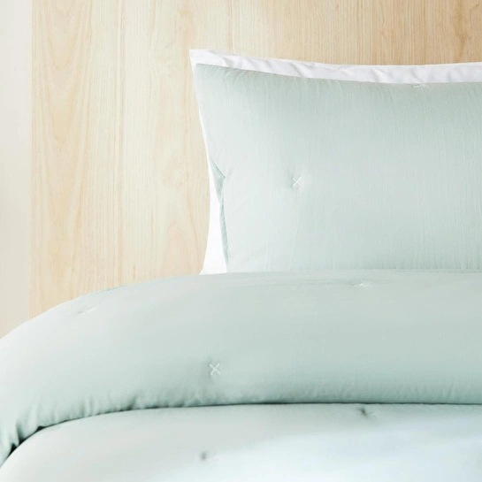 Ocean Home Textile Nakışlı Mint Çift Kişilik Yatak Örtüsü Seti 1 Adet 250 X 230 / 2 Adet 50 X 70 Cm