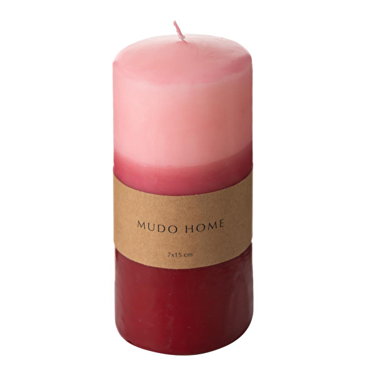 Mudo Home Degrade Sütun Mum Pembe 7x15 Cm