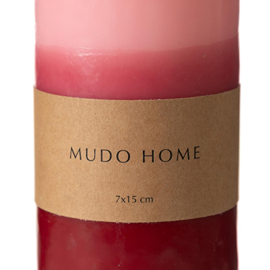 Mudo Home Degrade Sütun Mum Pembe 7x15 Cm