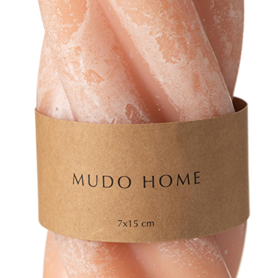 Mudo Home Burgulu Sütun Mum Ekru 7x15 Cm