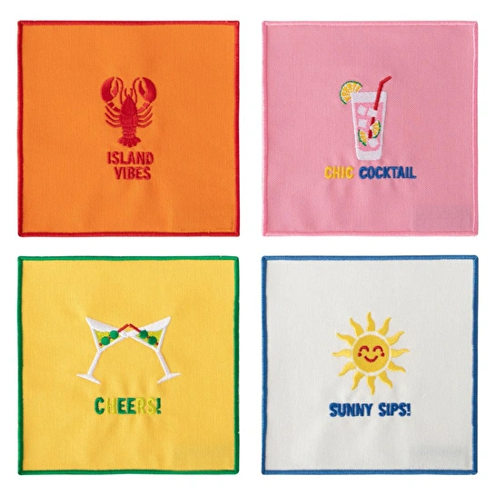 Mudo Home Summer Nakişli 4'lü Kokteyl Peçete 15x15 Cm