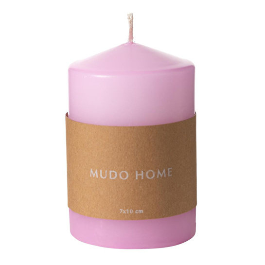 Mudo Home Sütun Mum Pembe 7x10 Cm