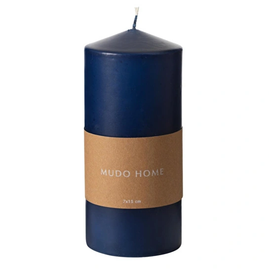 Mudo Home Sütun Mum Laci̇vert 7x15 Cm