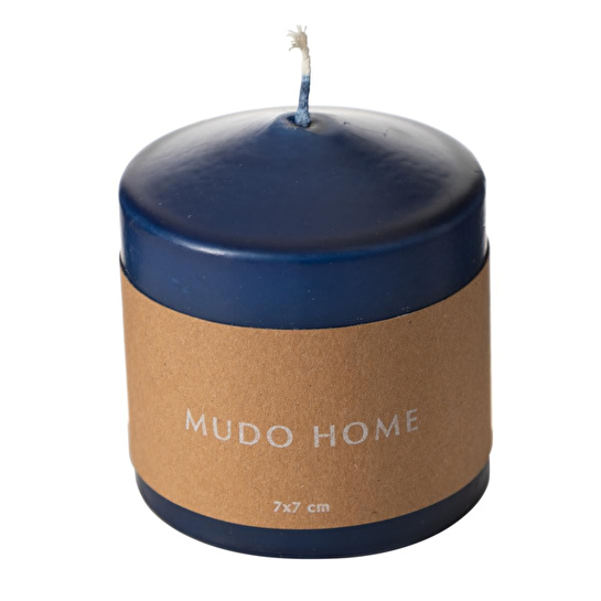 Mudo Home Sütun Mum Laci̇vert 7x7 Cm