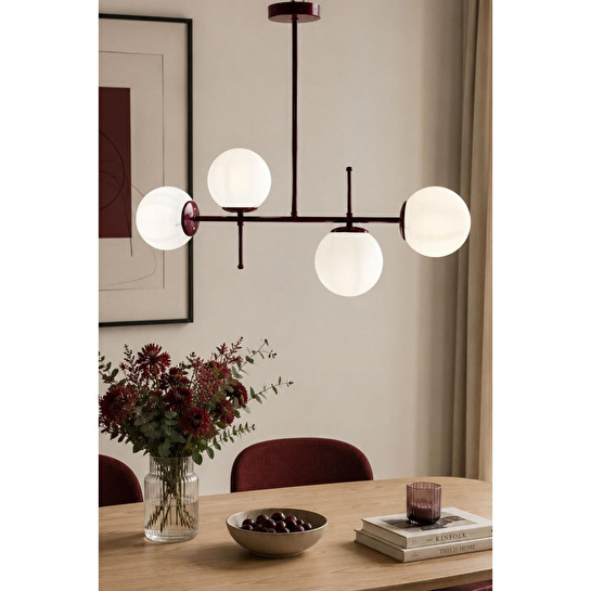 Apliqa Jose 4lü Bordo Renkli Modern Salon Avize