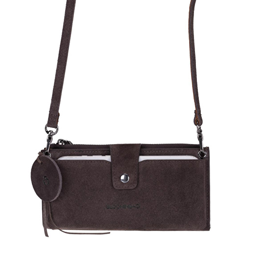 Bloominbag Mocha Still Lozan Hakiki Süet Çapraz Askılı Telefon Bölmeli Cüzdan Çanta